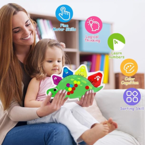 Sensory Toy, Fidget Toys, Colour Sorting Sensory Toys, Anti-Stress Motor Skills Toy, Autism Baby Toy, Gel-Filled Sensory Toys for Children (Dinosaur) (Green)